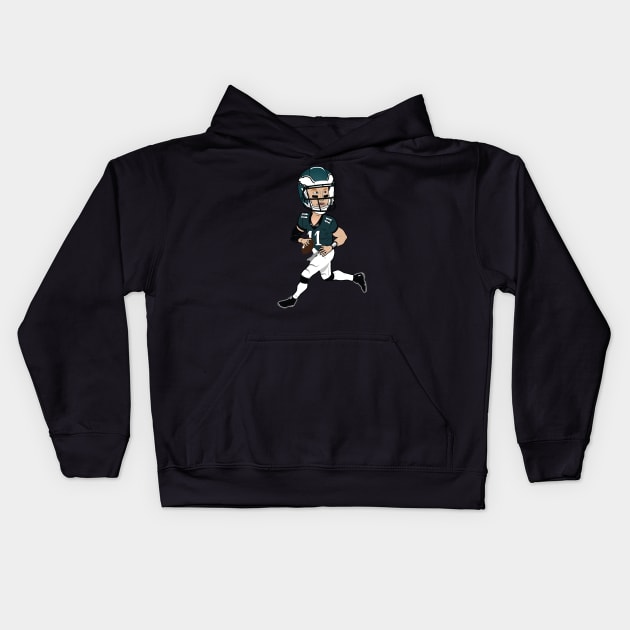 Carson Wentz Caricature Kids Hoodie by dopelope